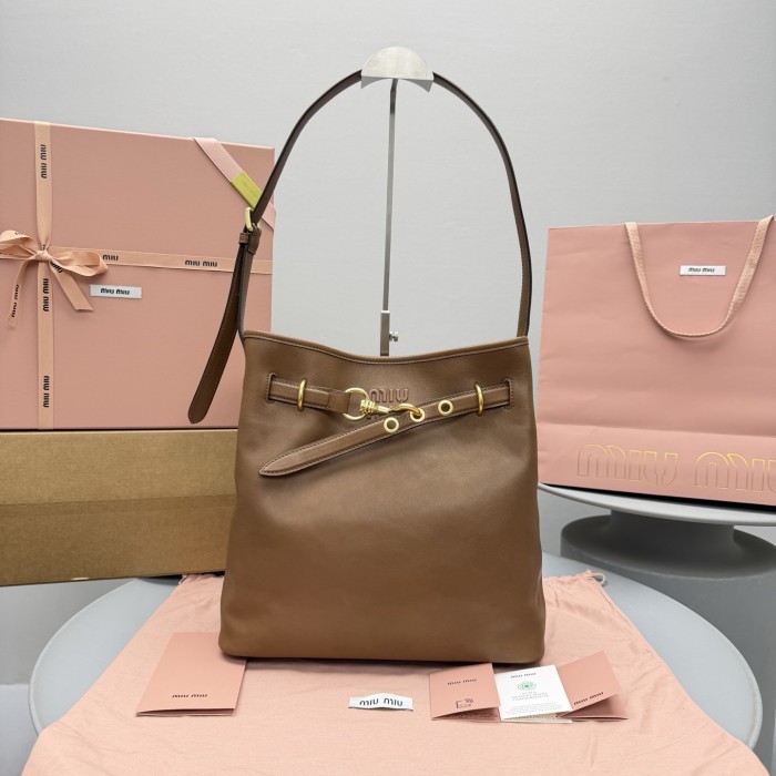 MiuMiu Oak Aventure Nappa Leather Bucket Bag #378368