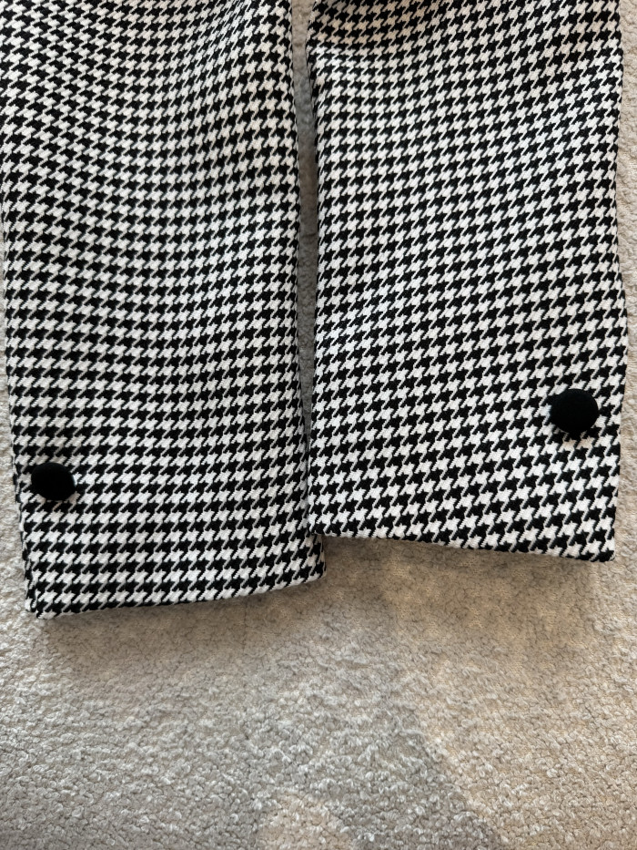 DIOR Cropped Jacket Black and White Houndstooth Virgin Wool Blend #378353