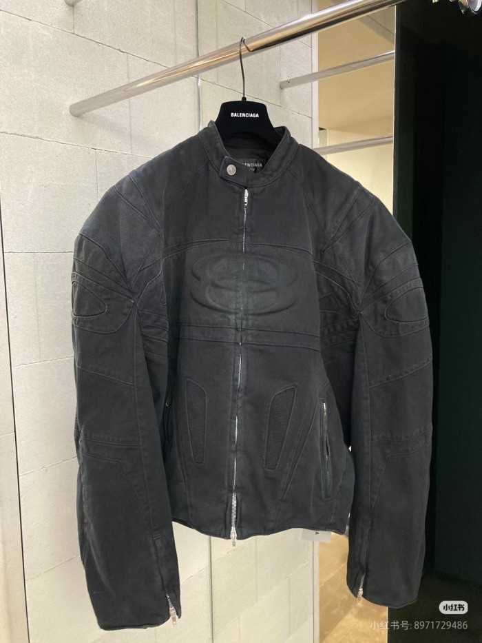 Balenciaga Embossed Logo Denim Jacket #378489