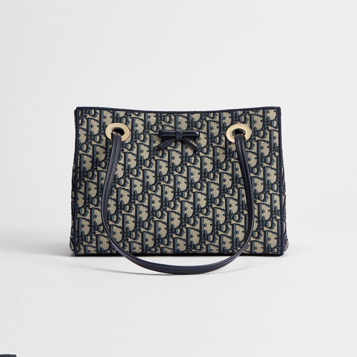 DIOR Small Dior Promenade Shopping Bag Blue Dior Oblique Jacquard #376636