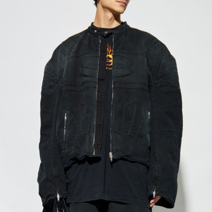 Balenciaga Embossed Logo Denim Jacket #378489