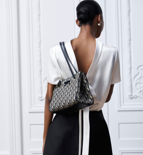 DIOR Small Dior Promenade Shopping Bag Blue Dior Oblique Jacquard #376636