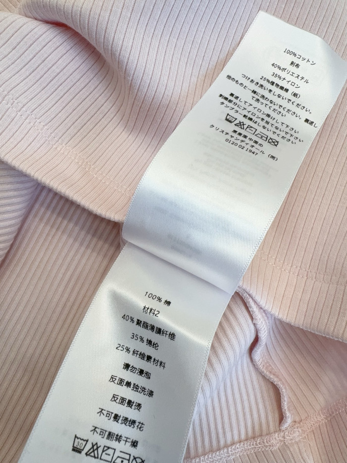 DIOR Tank Top Light Pink Ribbed Cotton Jersey #378465
