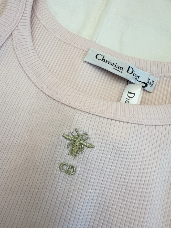 DIOR Tank Top Light Pink Ribbed Cotton Jersey #378465