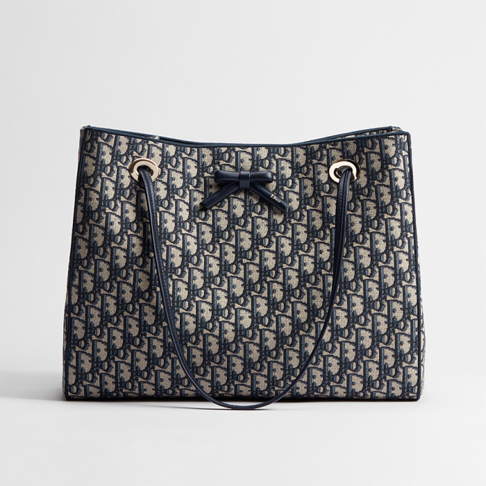 DIOR Medium Dior Promenade Shopping Bag Blue Dior Oblique Jacquard #376637