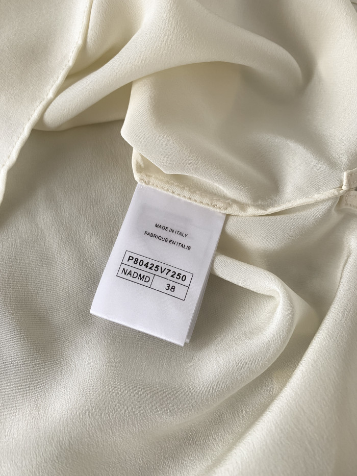 CHANEL Top Silk Canvas Light Yellow Burgundy #378594