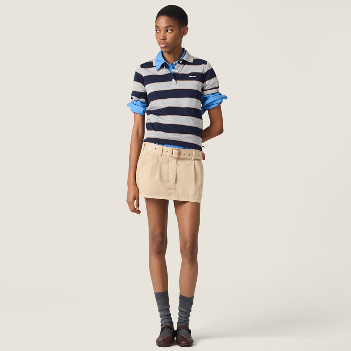 MiuMiu Beige Old Gabardine Miniskirt #378581