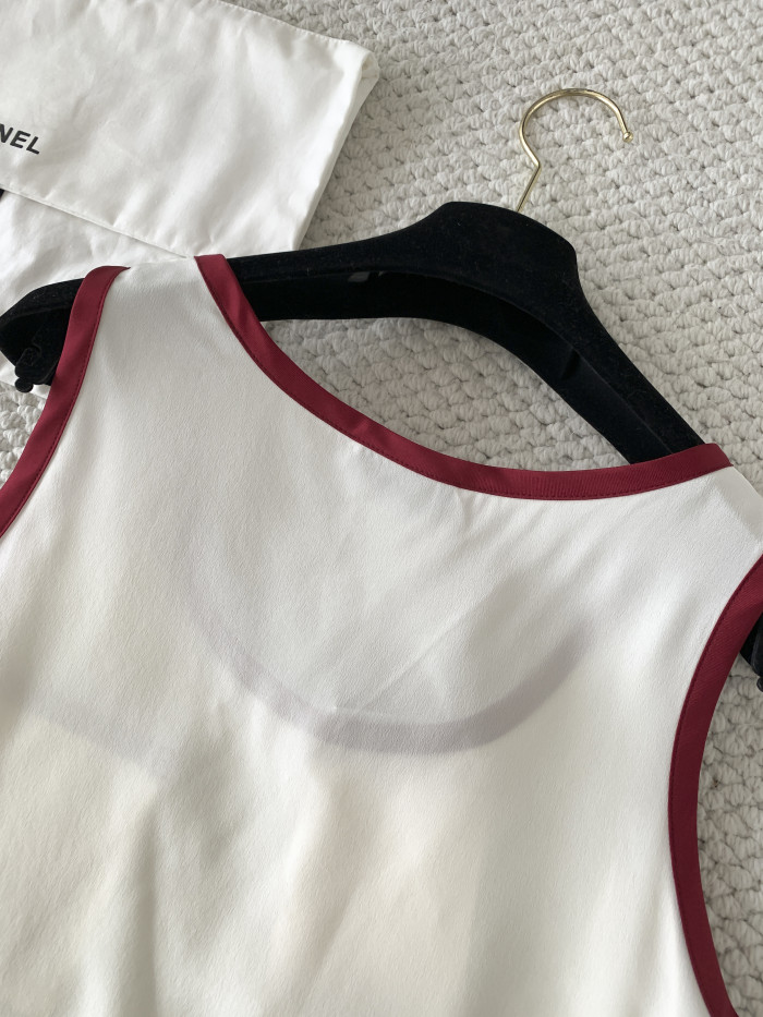 CHANEL Top Silk Canvas Light Yellow Burgundy #378594