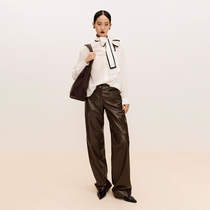 CHANEL Long-sleeved Blouse Silk Jacquard Silk White #377198