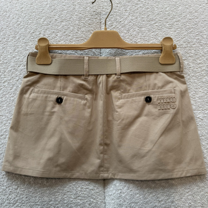 MiuMiu Beige Old Gabardine Miniskirt #378581