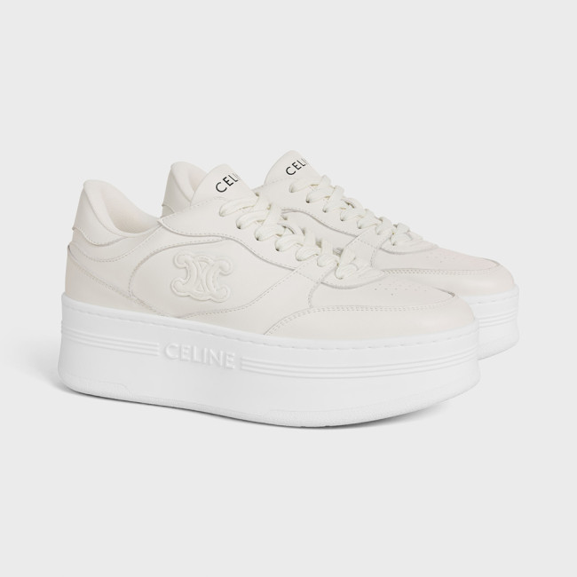 Celine Block Sneakers With Wedge Outsole in Calfskin Optic White #378714