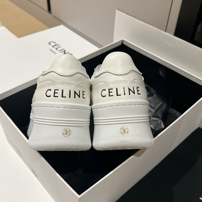 Celine Block Sneakers With Wedge Outsole in Calfskin Optic White #378714