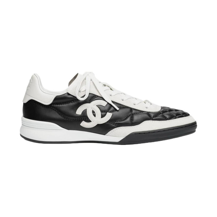 CHANEL Sneakers Calfskin Suede Kidskin White Black #378783