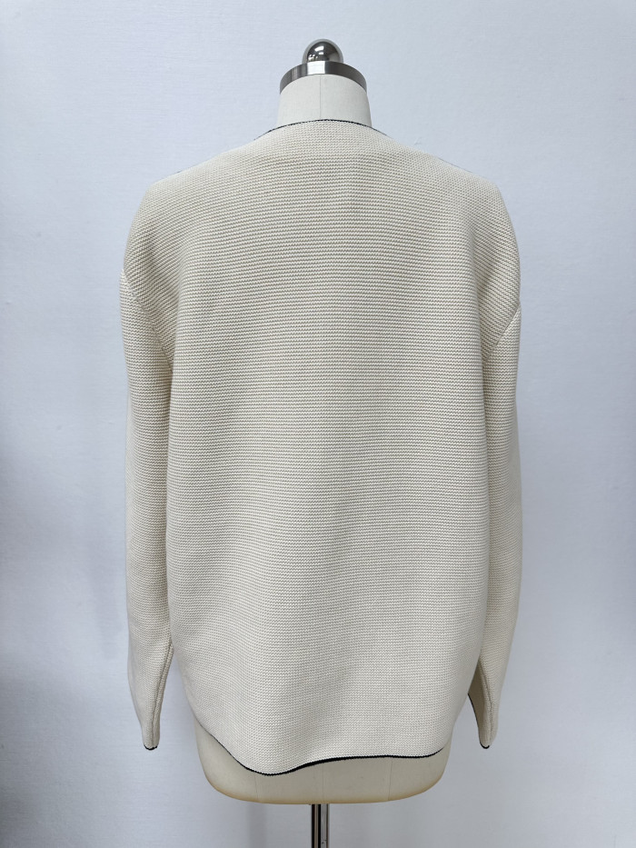 CHanel Top-quality Version Jacket Cotton Ecru Black #378804
