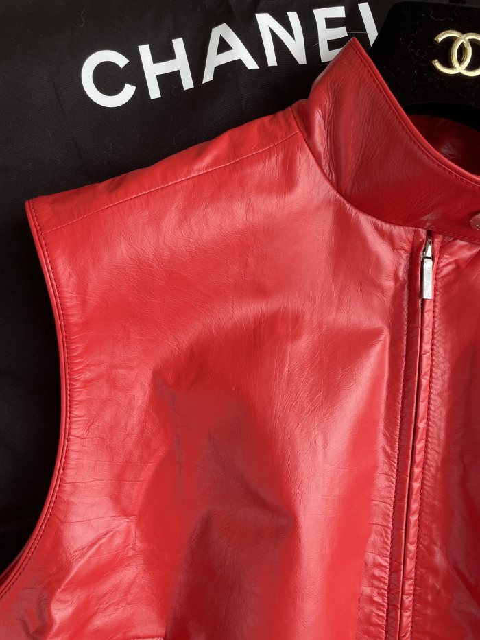 Chanel Red Leather Jacket #378817