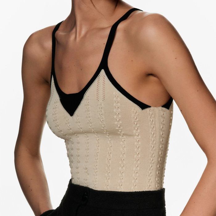 Chanel Top-Quality Version Pointy Knitted Camisole Vest #378812