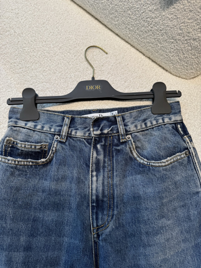 DIOR Flared Jeans Blue Stonewashed Cotton Denim #378865