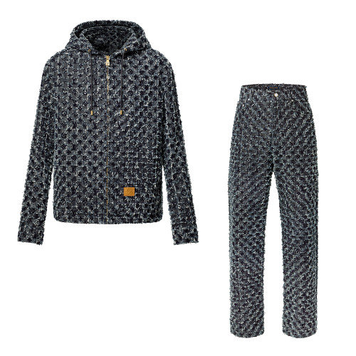 LOUIS VUITTON Flocked Monogram Denim Hoodie #378905