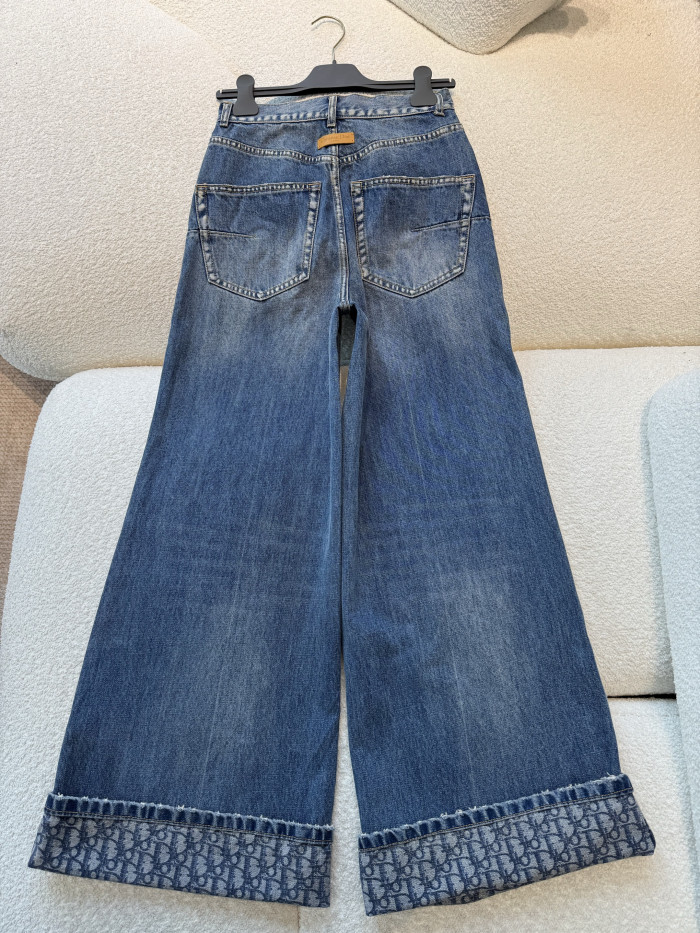DIOR Flared Jeans Blue Stonewashed Cotton Denim #378865