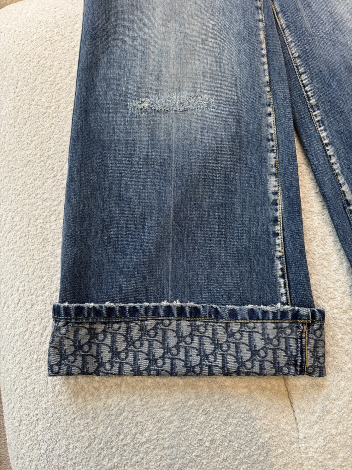 DIOR Flared Jeans Blue Stonewashed Cotton Denim #378865