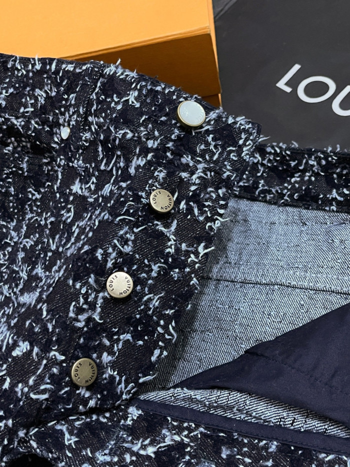 LOUIS VUITTON Flocked Monogram Denim Hoodie #378905