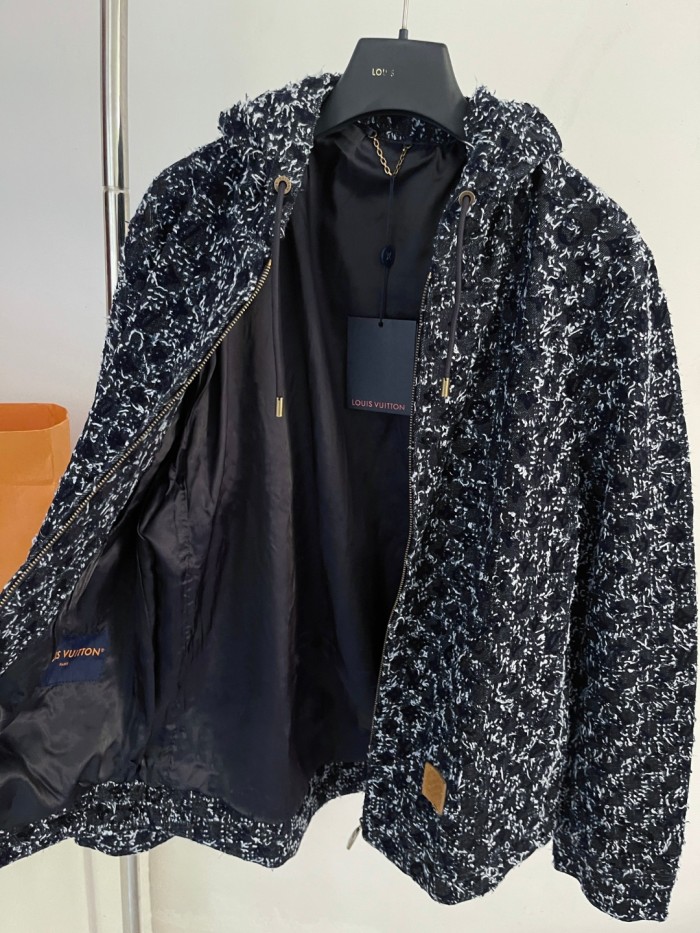 LOUIS VUITTON Flocked Monogram Denim Hoodie #378905