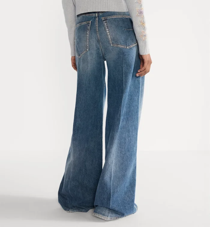 DIOR Flared Jeans Blue Stonewashed Cotton Denim #378865