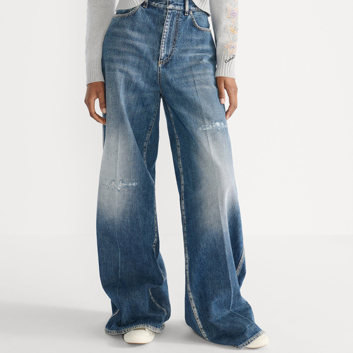 DIOR Flared Jeans Blue Stonewashed Cotton Denim #378865