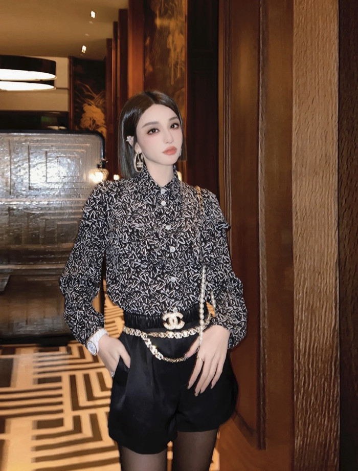 Chanel Silk Dove Print Shirt #378959