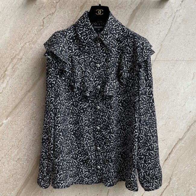 Chanel Silk Dove Print Shirt #378959