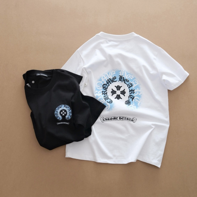 Chrome Hearts Sanskrit Horseshoe Print Round Neck Short-sleeved T-shirt #379186