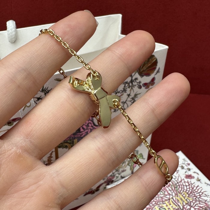 DIOR Delicate Bow Bracelet Gold-Finish Metal and Crystals #379150