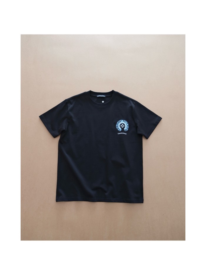 Chrome Hearts Sanskrit Horseshoe Print Round Neck Short-sleeved T-shirt #379186