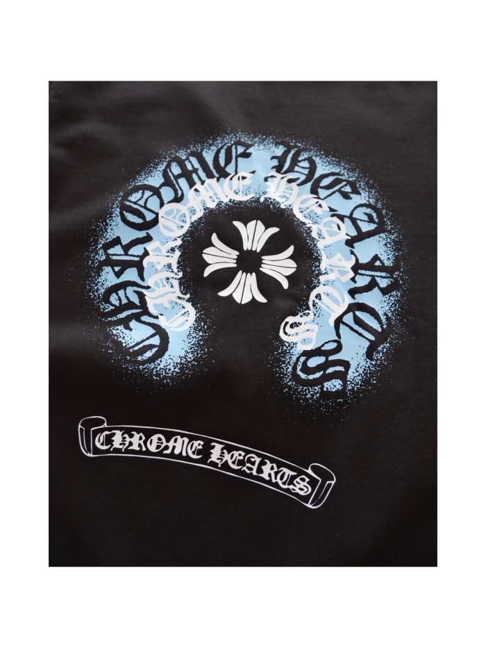 Chrome Hearts Sanskrit Horseshoe Print Round Neck Short-sleeved T-shirt #379186
