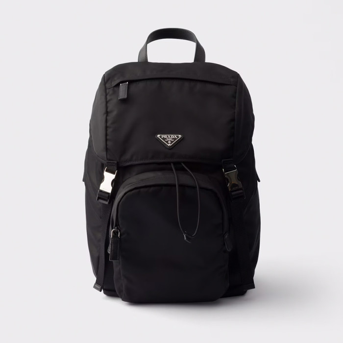 PRADA Black Re-nylon And Saffiano Leather Backpack #379110