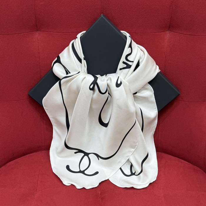 Chanel Irregular Lace Silk Square Scarf #379156
