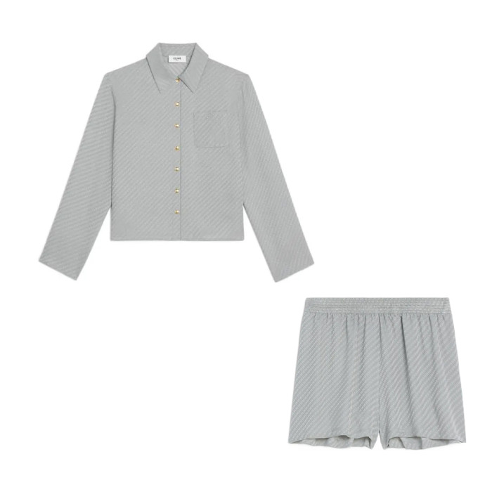 Celine Silk Shirt Shorts Set #379126