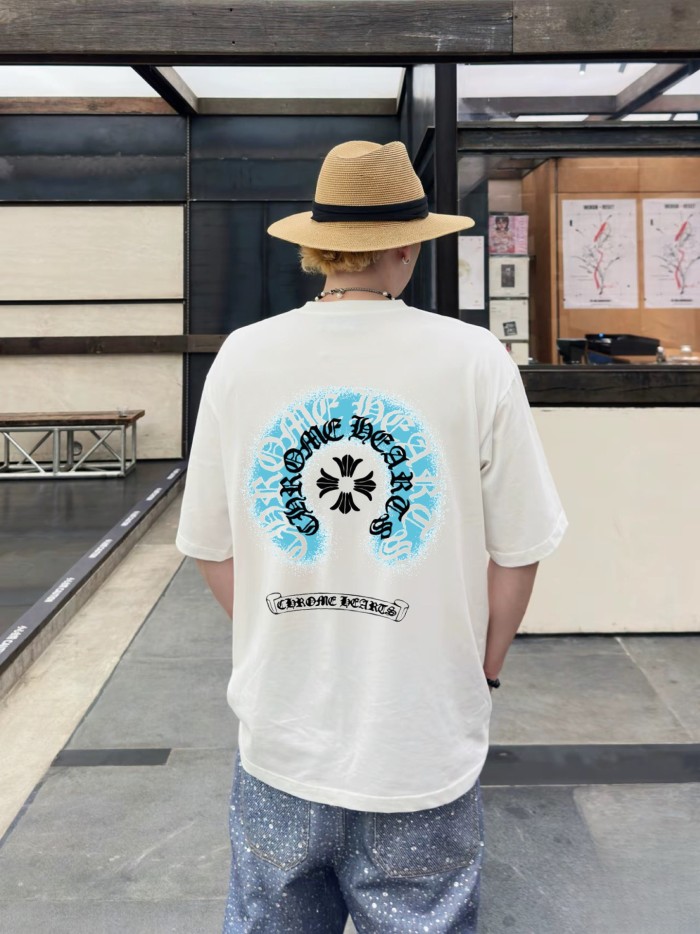 Chrome Hearts Sanskrit Horseshoe Print Round Neck Short-sleeved T-shirt #379186