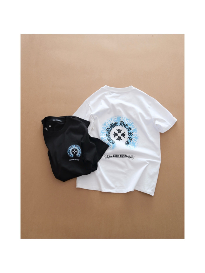 Chrome Hearts Sanskrit Horseshoe Print Round Neck Short-sleeved T-shirt #379186
