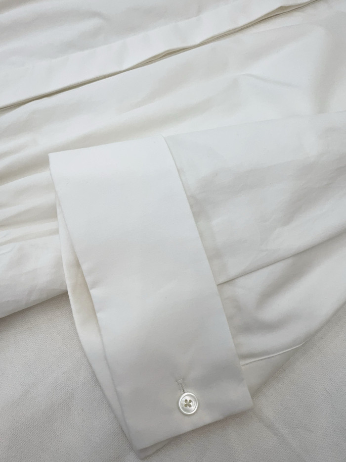 DIOR Mid-length Umbrella-shaped Cardigan Shirt Dress in White Cotton Poplin Trim #376910
