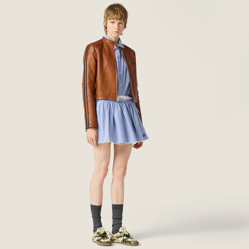 MiuMiu White light Blue Gingham Shirt Miniskirt #379218