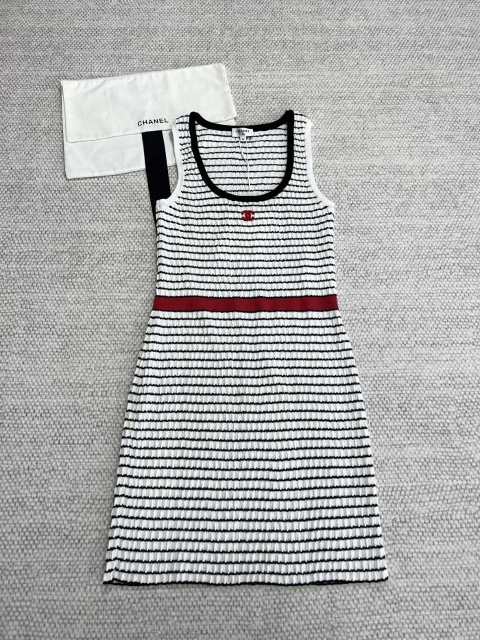 Chanel Top-quality Version Striped Knitted Tank Top Dress #242623
