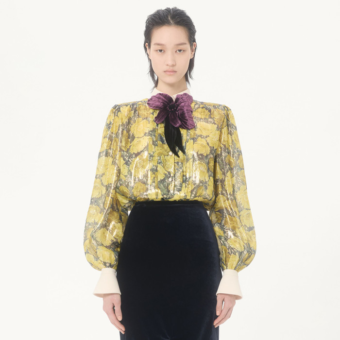 Valentino Lurex Shirt With Après L hiver Poppies Print Multicolor #379279