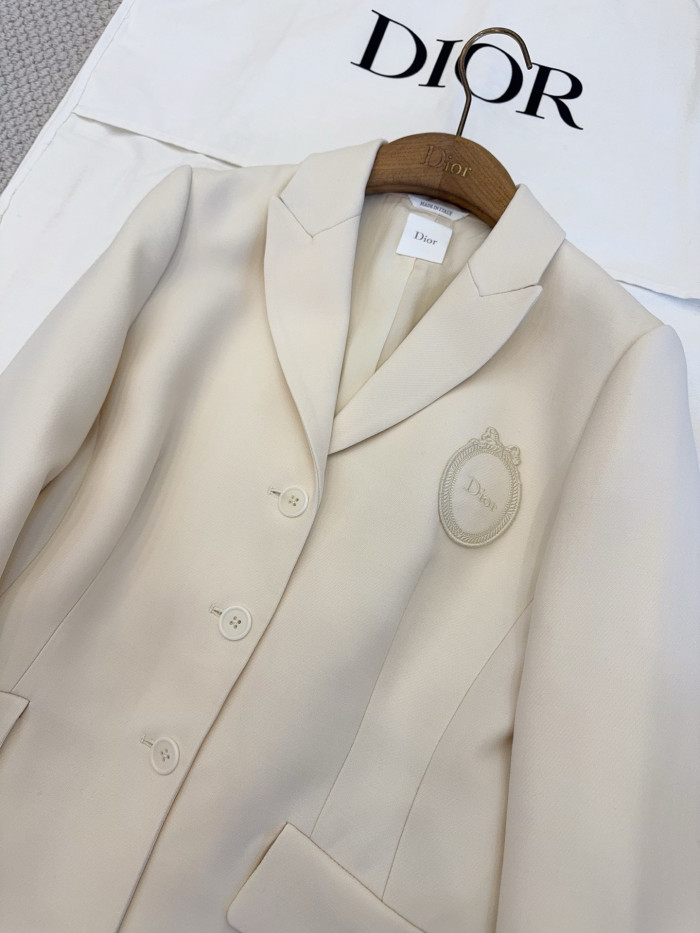 DIOR Dior Médaillon Embroidered Bar Jacket Ecru Wool and Silk #379223