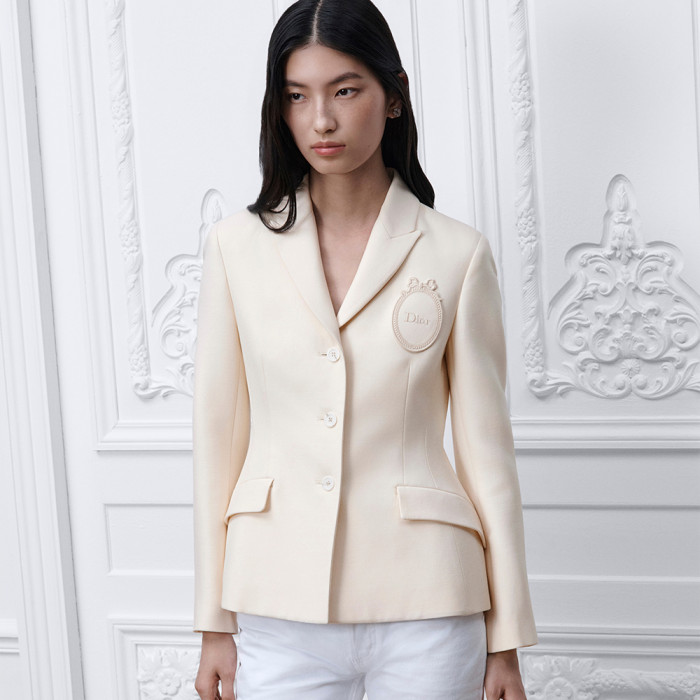 DIOR Dior Médaillon Embroidered Bar Jacket Ecru Wool and Silk #379223
