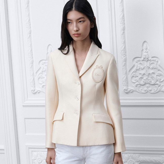 DIOR Dior Médaillon Embroidered Bar Jacket Ecru Wool and Silk #379223