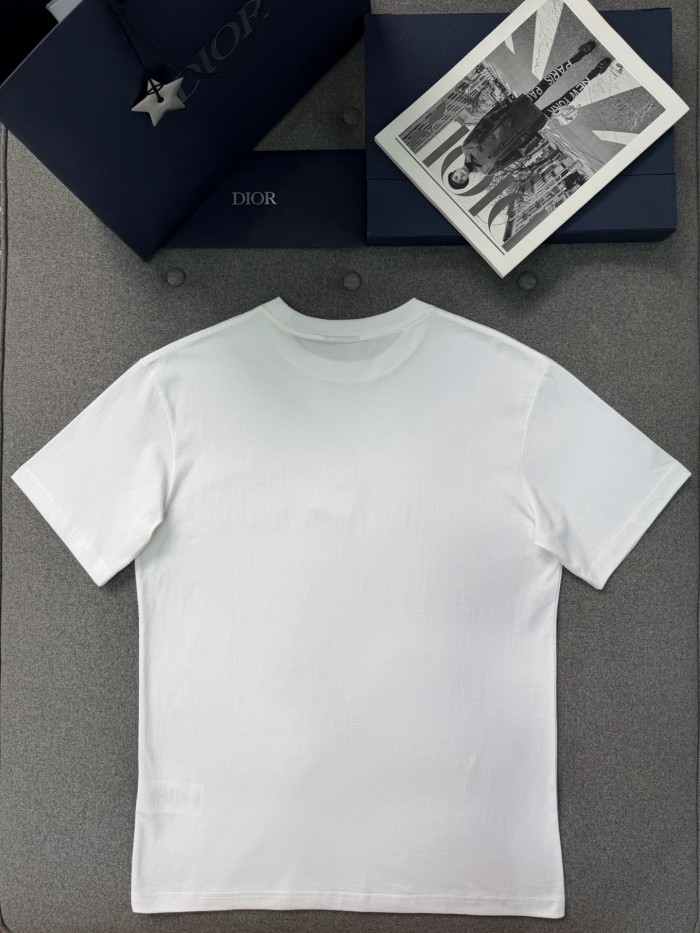DIOR T-Shirt with Dior Embroidery Relaxed Fit White Cotton Jersey #379243