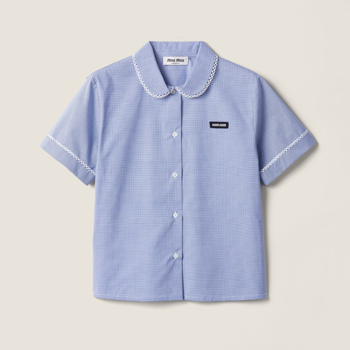MiuMiu White light Blue Gingham Shirt Miniskirt #379218