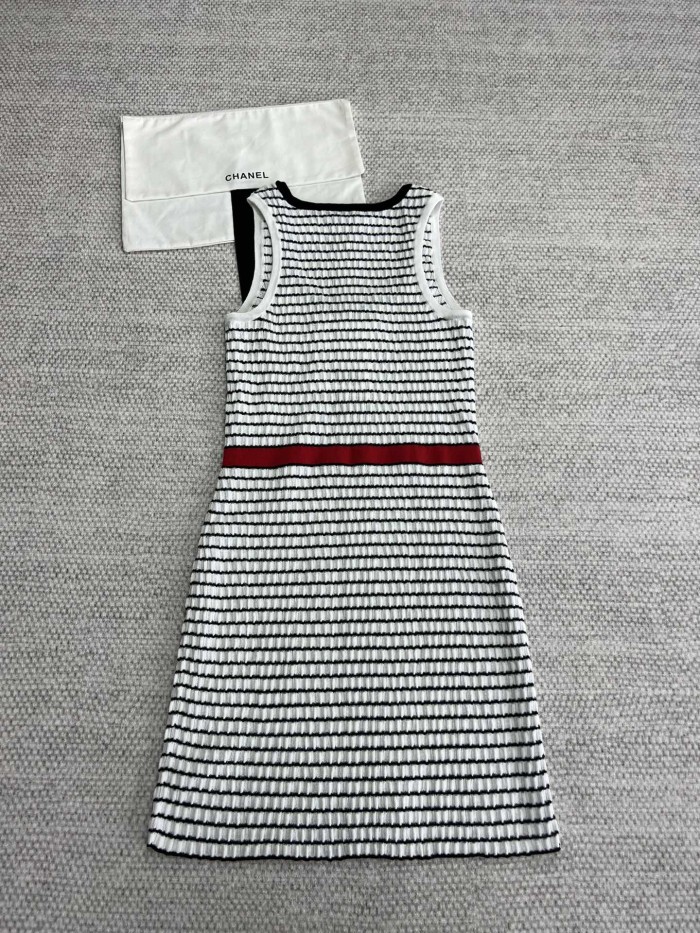 Chanel Top-quality Version Striped Knitted Tank Top Dress #242623