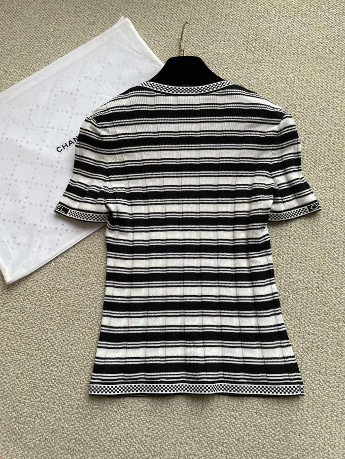 Chanel Striped Knitted Short-sleeved Skirt #379248